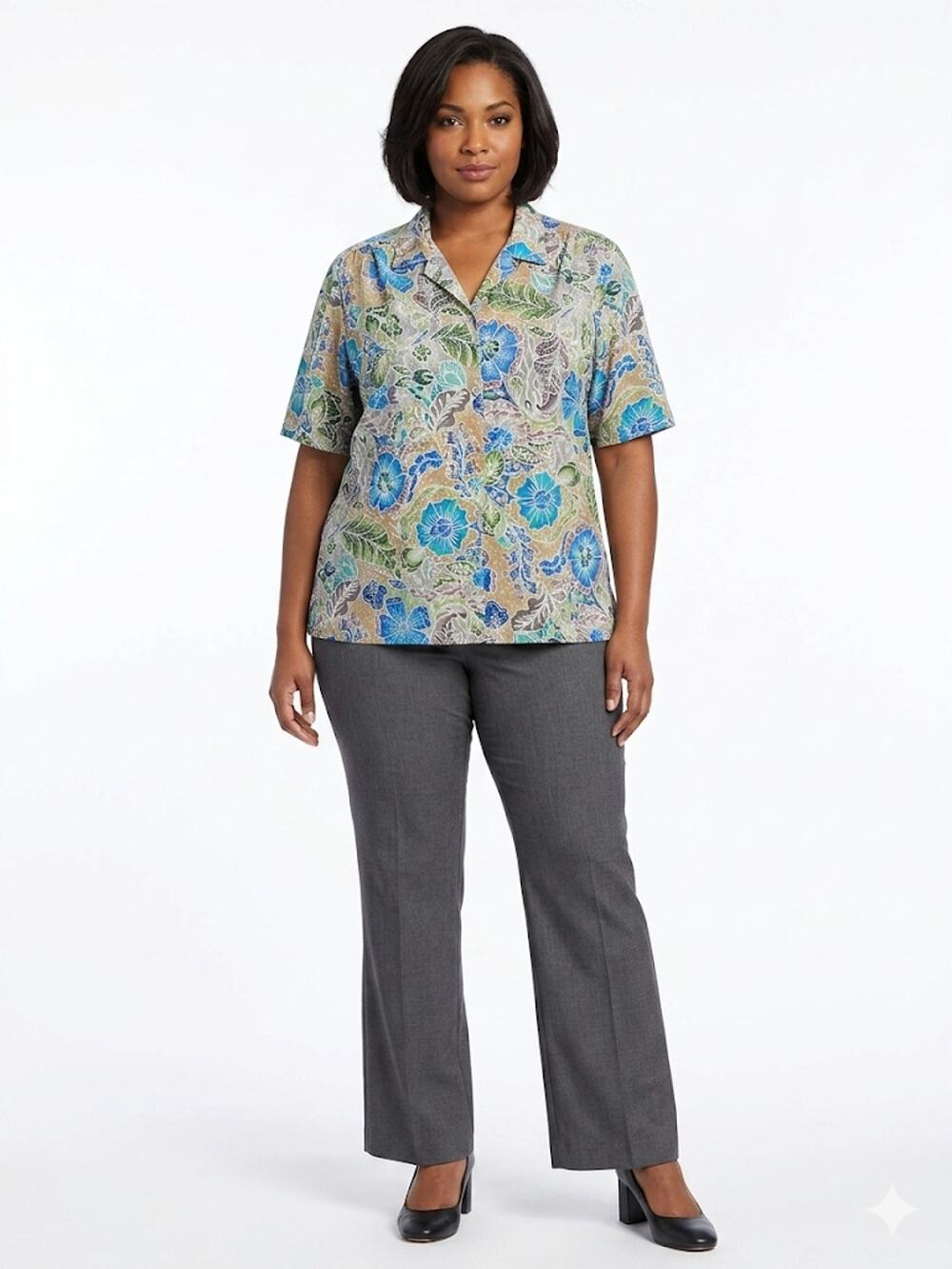 DonnKenny Plus Size Vintage Floral Blouse  Workwear BusinessCasual Office 3XL